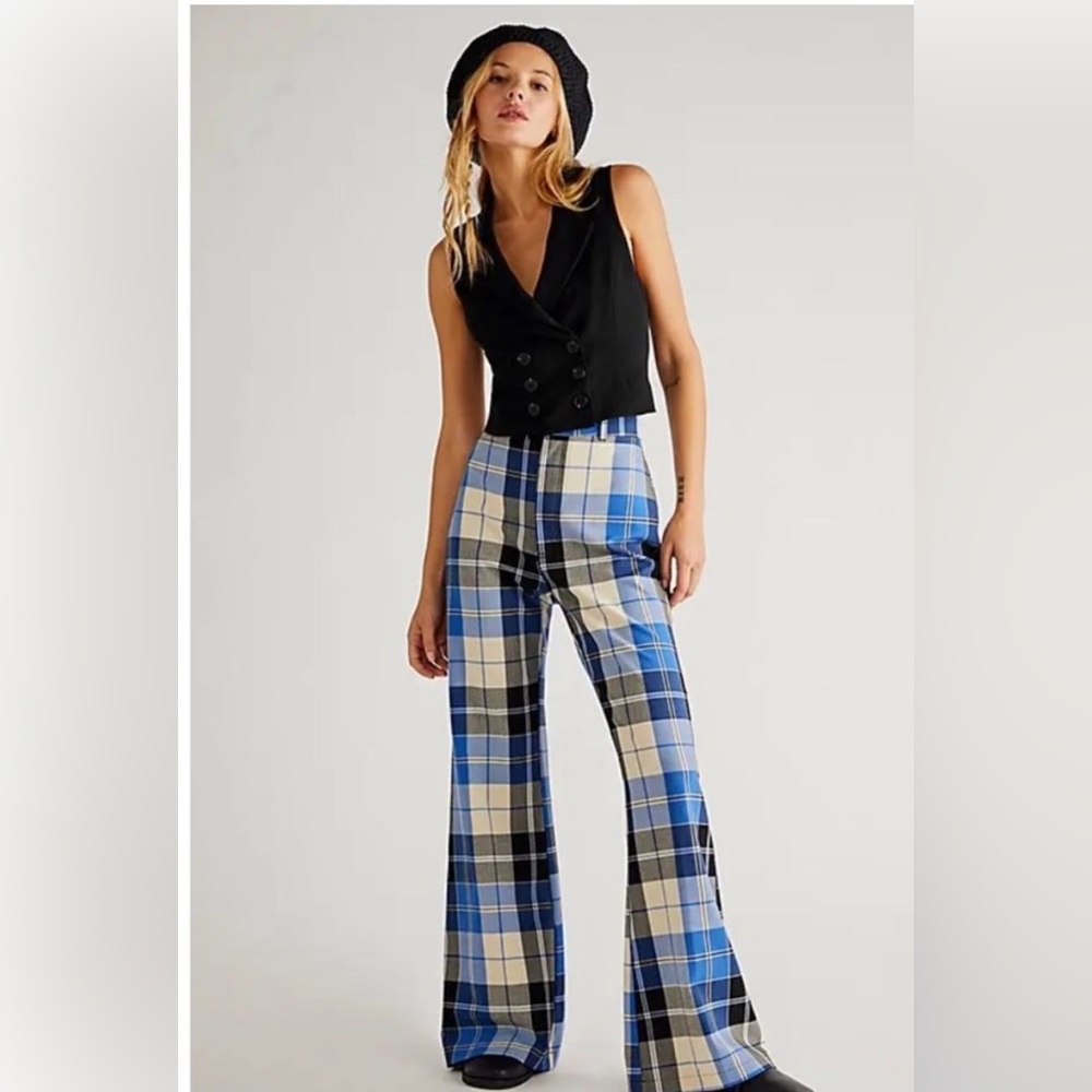 NWOT Free People Jules plaid trouser size 6